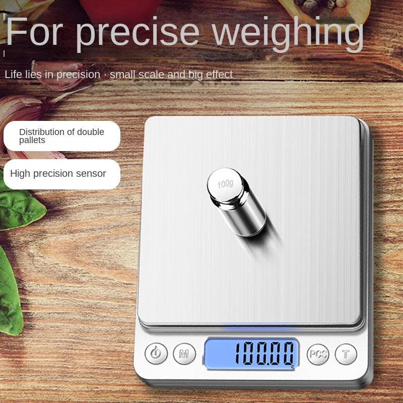 Digital Kitchen Scale Mini Pocket Stainless Steel Precision Jewelry Electronic Balance Weight Gold Gram 0.1/3000g Weigh Scales - Sun Studio