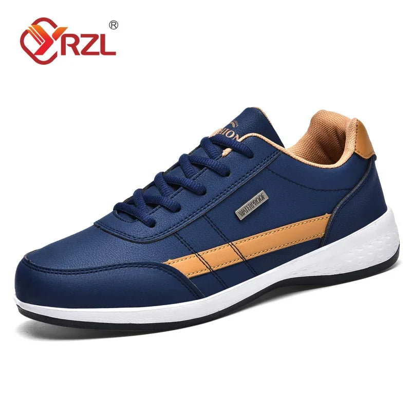 YRZL Herren Schuhe Frühling Herbst Wasserdichte Walking Sneakers Freizeit Herren Leder Sportschuhe Rutschfeste Fußbekleidung Tennis für Männer