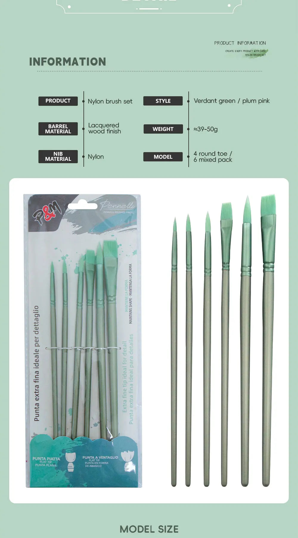 SeamiArt 4/6 Pcs. Different Colors Different Shapes Nylon Hair Painting Brush Set For Gouache Watercolor Oil Acrylic - Sun Studio