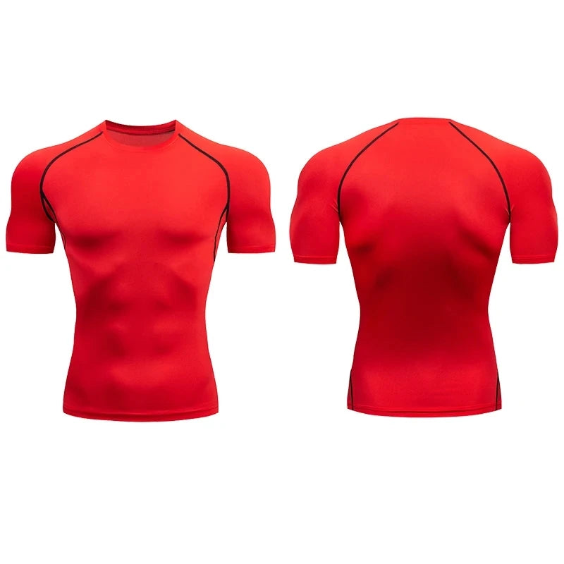 Fitness clothes men's outdoor sports quick drying short sleeved t-shirt training pro running stretch tight fitting clothes yoga - Sun Studio