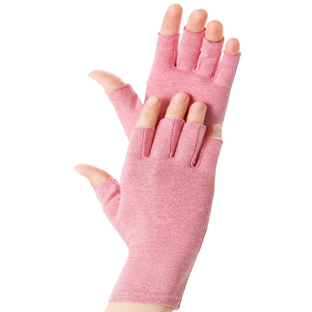 1 Pair Compression Gloves Hand Copper Arthritis Gloves Joint Pain Relief Half Finger Anti-slip Therapy Gloves For Womens Mens - Sun Studio