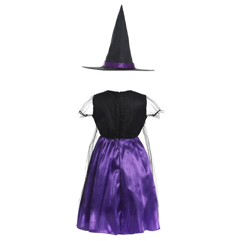 2-15Y Girls Halloween Witch Costume Children Cosplay Vampire Bat Dresses Carnival Party Clothes Children's Halloween Gifts - Sun Studio