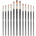 12pcs Flat Paint Brushes Set, Synthetic Nylon Bristles, Professional Artist Brushes for Oil, Acrylic, Watercolor Painting - Sun Studio