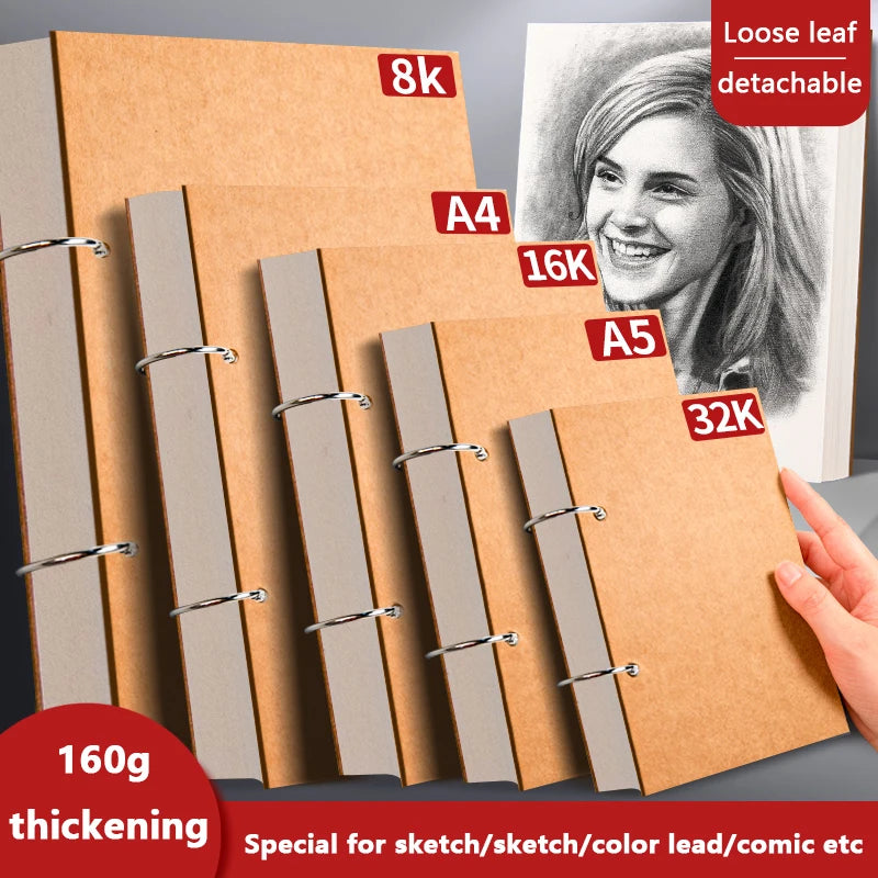 A4/A5/8K/16K/32K Sketchbook Detachable Think Paper Notebook for Painting DIY Creative Pratice Drawing Book Art School Supplies - Sun Studio