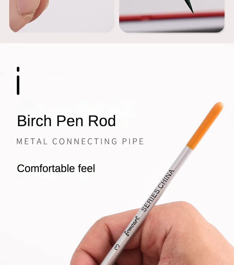 12models Imported Nylon Long Tail Line Brush Very Fine Cartoon Art Line Outline Detail Pen Digital Birch Watercolor Painting Pen - Sun Studio
