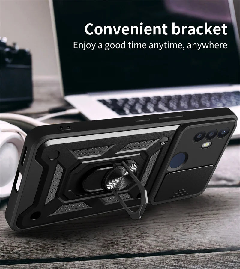 For TCL 30 SE Case Shockproof Armor Slide Lens Protect Coque For TCL 30SE tcl30se 4G Car Magnetic Holder Ring Stand Back Cover - Sun Studio