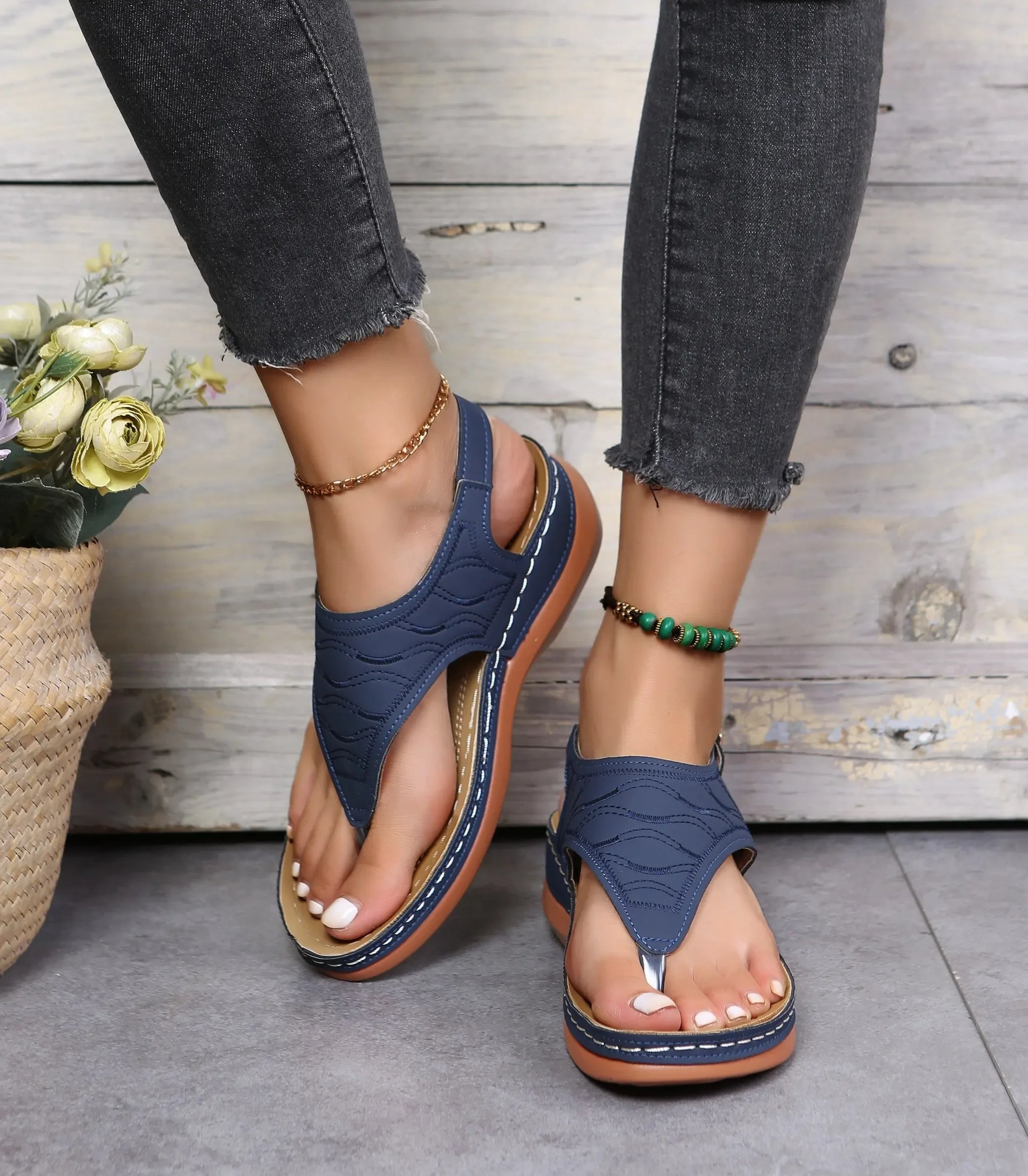 Women Summer Sandals Daily Outdoor Slope Heel Beach Roman Sandals Outdoor Anti-skid Open-toe Sandal for Girls Platform Shoes - Sun Studio