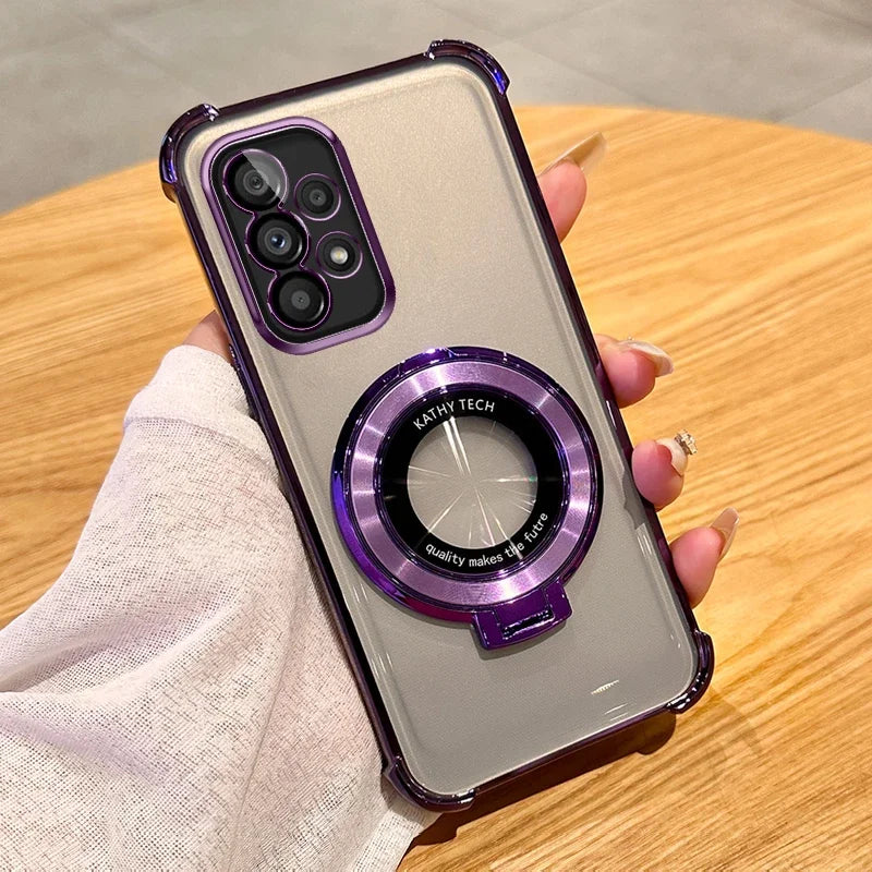 Plating Magnetic Holder Phone Case for Samsung Galaxy A05 A05S A13 A14 A15 A16 A26 A25 A33 A34 A35 A36 A56 A54 A55 Clear Cover - Sun Studio