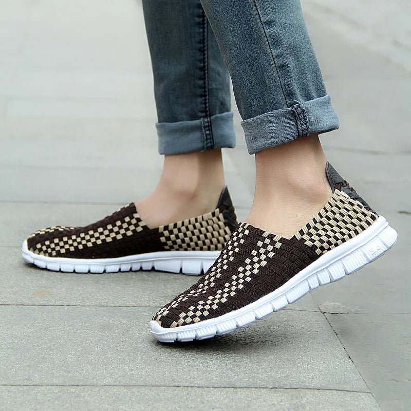 STRONGSHEN Men Shoes Summer Breathable Women Handmade Woven Shoes Couple Casual Flats Shallow Loafers Unisex Zapatos De Mujer - Sun Studio