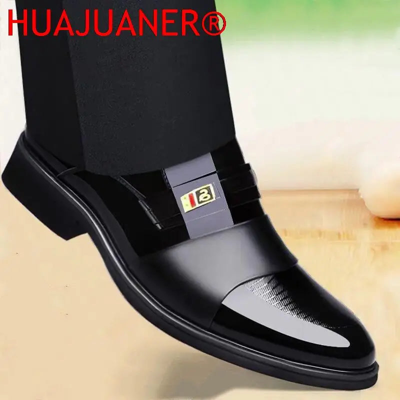 Men Leather Casual Shoes Men Shoes Autumn New Business Formal Men Leather Shoes Casual Cover Foot Heightening Leather Shoes Men - Sun Studio