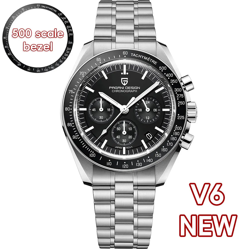 PAGANI DESIGN Monduhren Männer Quarz Uhr für Männer Auto Datum Geschwindigkeit Sport Chronograph AR Saphir Spiegel Armbanduhr 2025 Neu