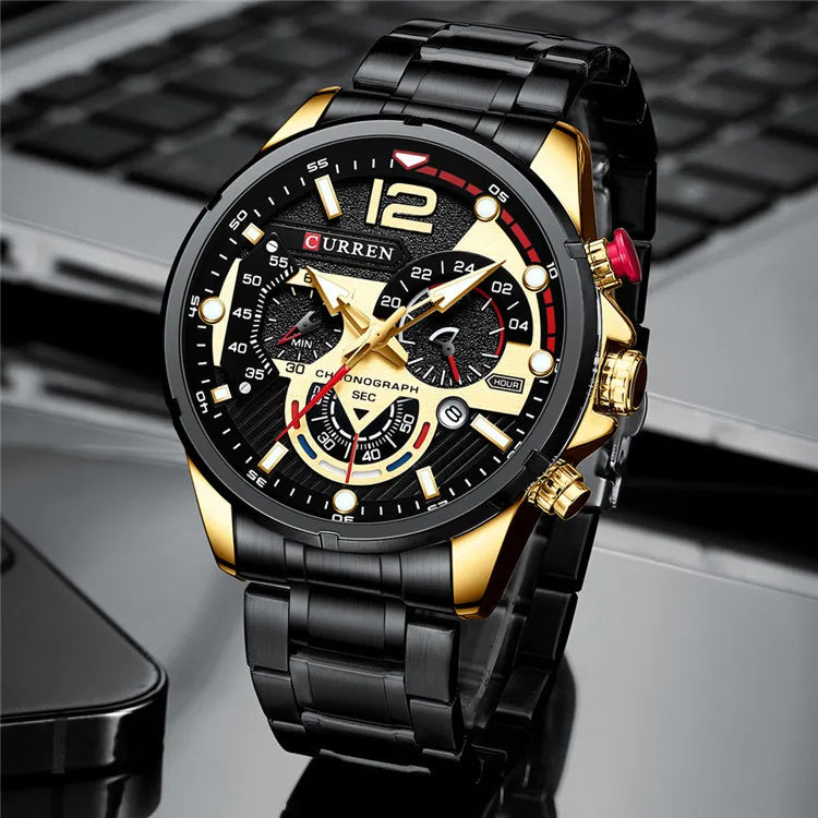 CURREN 8395 Men's Minimalist Large Dial Watch, Water-resistant Calendar Six-hand Multifunctional Quartz Watch - Sun Studio