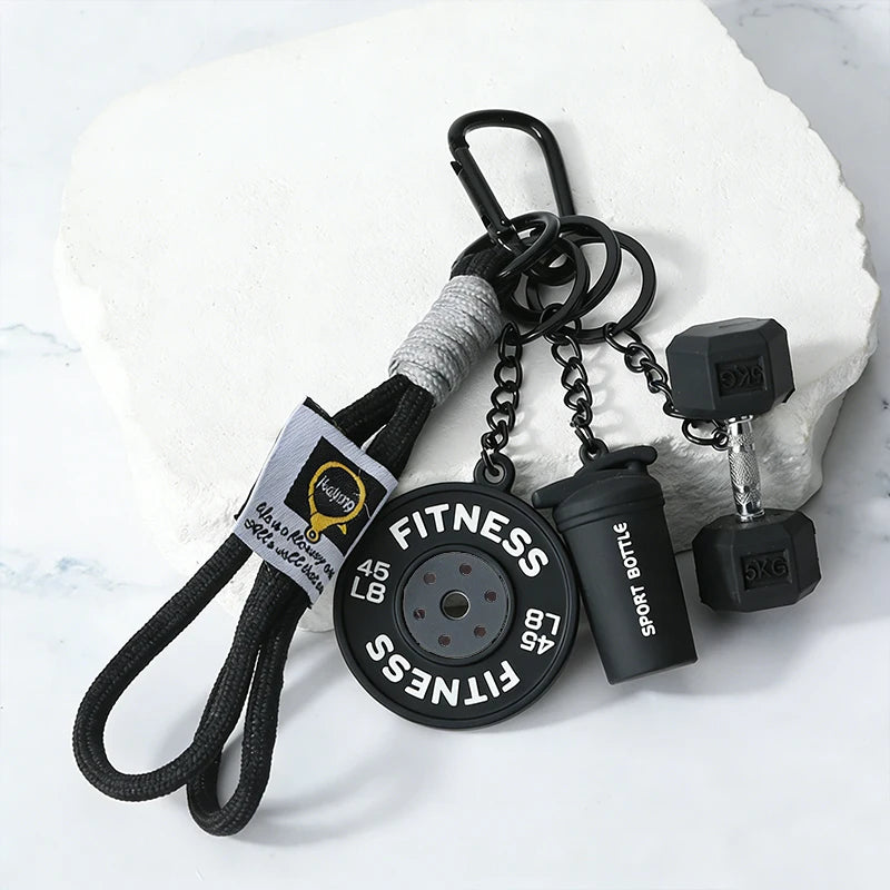 Fitness Keychain Gym Lovers Fitness Enthusiast Gift Barbell Dumbbell Keychain Fitness Bag backpack Charms - Sun Studio