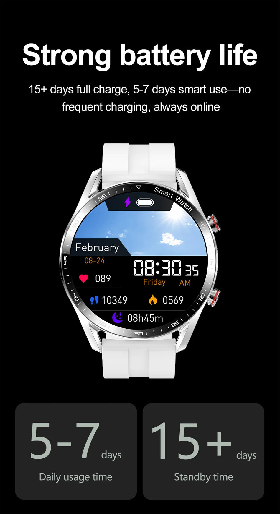 ChiBear New 1.53inch Bluetooth Call Smart Watch Men Multi-Sport Mode Heart Rate Health Monitoring Waterproof Business Smartwatch - Sun Studio