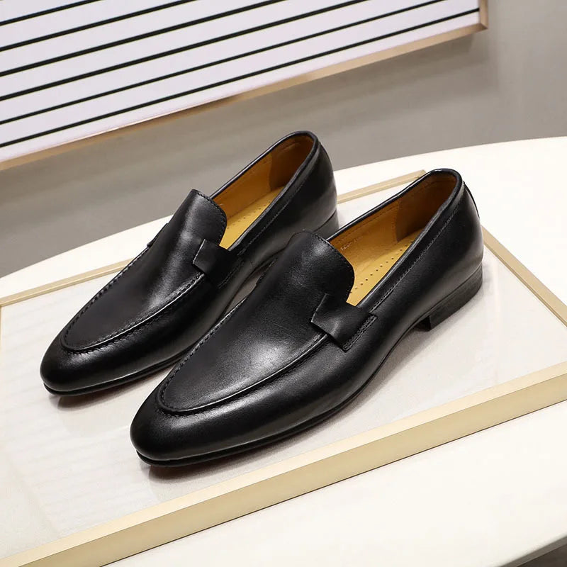 YETTIES Designer Fashion Mens Loafers Leather Handmade Black Brown Casual Business Dress Shoes Party Wedding Men's Footwear - Sun Studio