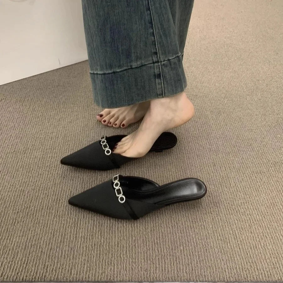 Sandalias De Mujer Verano 2025 Luxury Women's Sandals in Summer Design Pointed Low Heel Sexy Women's  Outdoor Muller Shoes. - Sun Studio