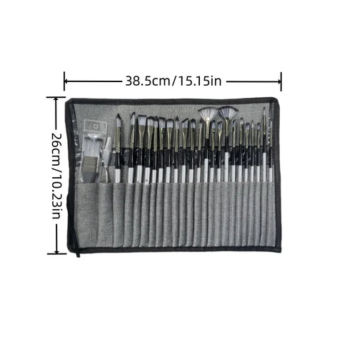 24 nylon brush set silver gray rod pen curtain oil brush Gouache watercolor brush - Sun Studio