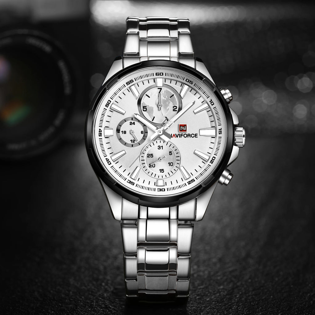 NAVIFORCE Classic Casual Business Male Watches Stainless Steel Waterproof Wristwatch Quartz Date Display Clock Relogio Masculino - Sun Studio