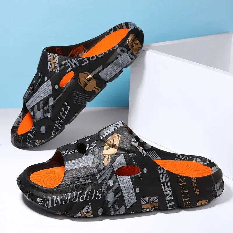 Original New Style Slippers Men's Sandals Summer Fashion Thick Bottom Anti-slip Slip-on Flip Flops Camouflage Beach Slides Shoes - Sun Studio