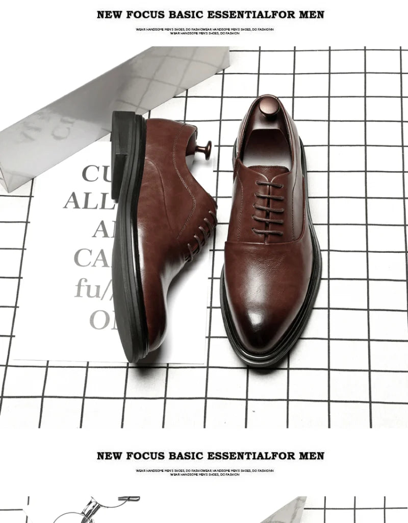 British Pointed Toe Business Leather Shoes Fashion Casual Black Large Size 38-47 Formal Shoes Handsome Office Worker Men's Shoes - Sun Studio