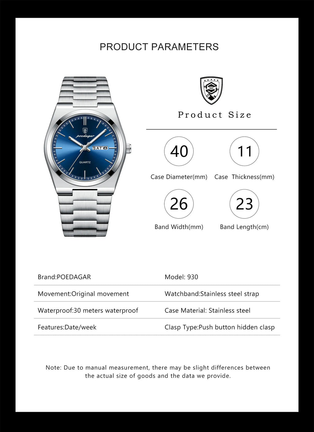 POEDAGAR Luxury Watch For Man Waterproof Luminous Date Week Stainless Steel Men Watch Casual Quartz Men's Watches Male Clock+box - Sun Studio