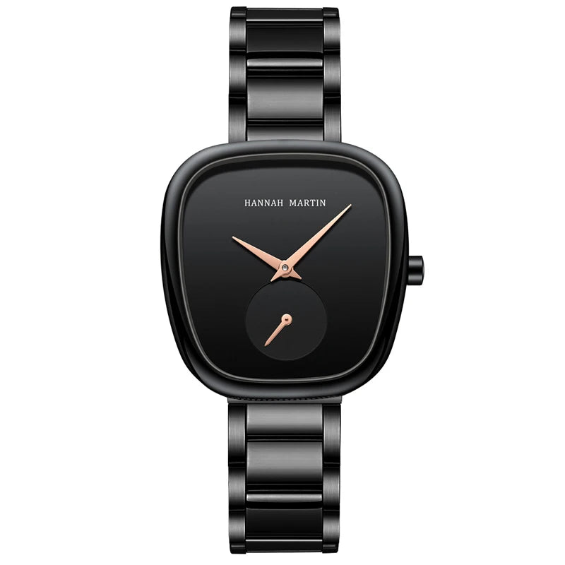 2025 New Women Quartz Wristwatch 34mm Wine Barrel Rose Gold Black Stopwatch Fashionable Minimalist Style Oval Watches for Women - Sun Studio