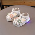 Summer Sandals New Fashion LED Light Kid Shoes Simple Versatile Retro Girl Shoe Princess Flower Lightweight  Elegant Kid Sandals - Sun Studio