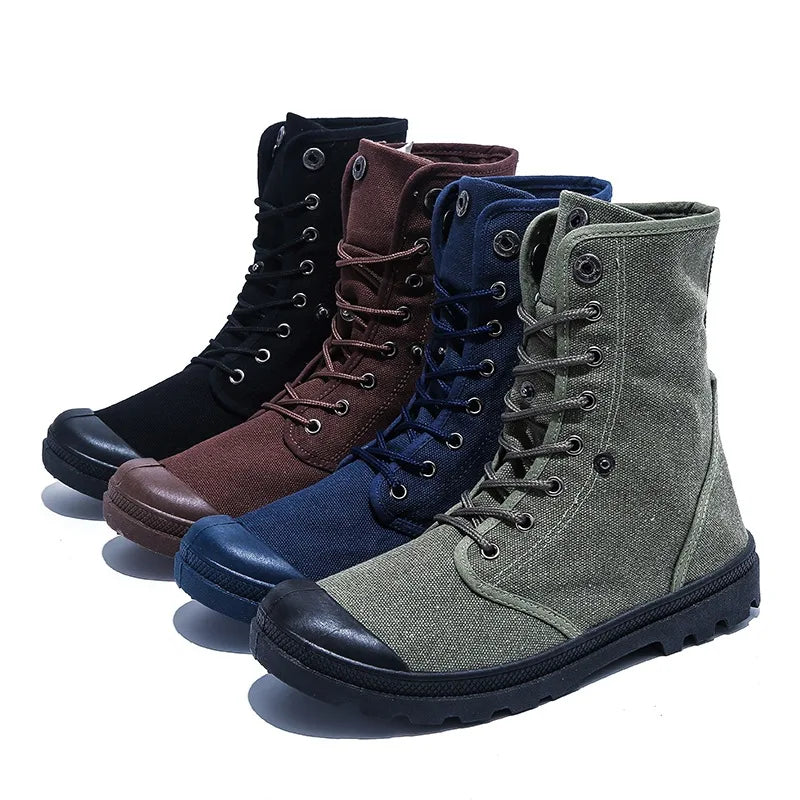 Spring Autumn Cloth Shoes Mens Single Boots Flat Non-slip Street Style High top Male Footwear Black Green Blue Plus Size 45 D316 - Sun Studio