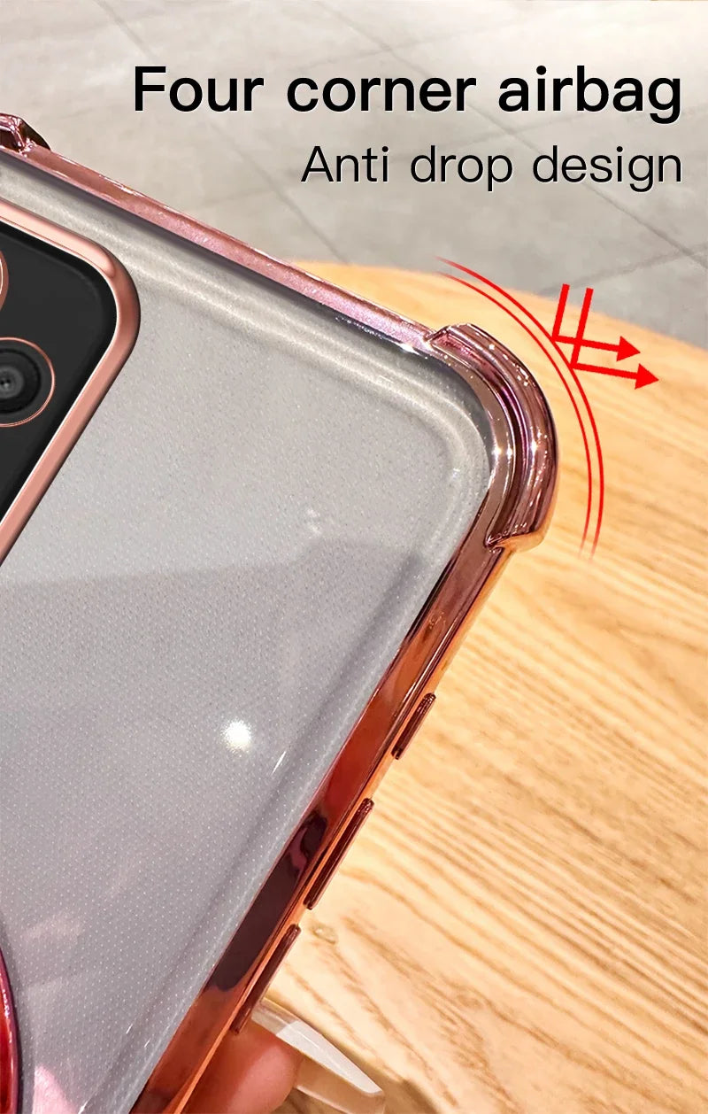 Plating Magnetic Holder Phone Case for Samsung Galaxy A05 A05S A13 A14 A15 A16 A26 A25 A33 A34 A35 A36 A56 A54 A55 Clear Cover - Sun Studio