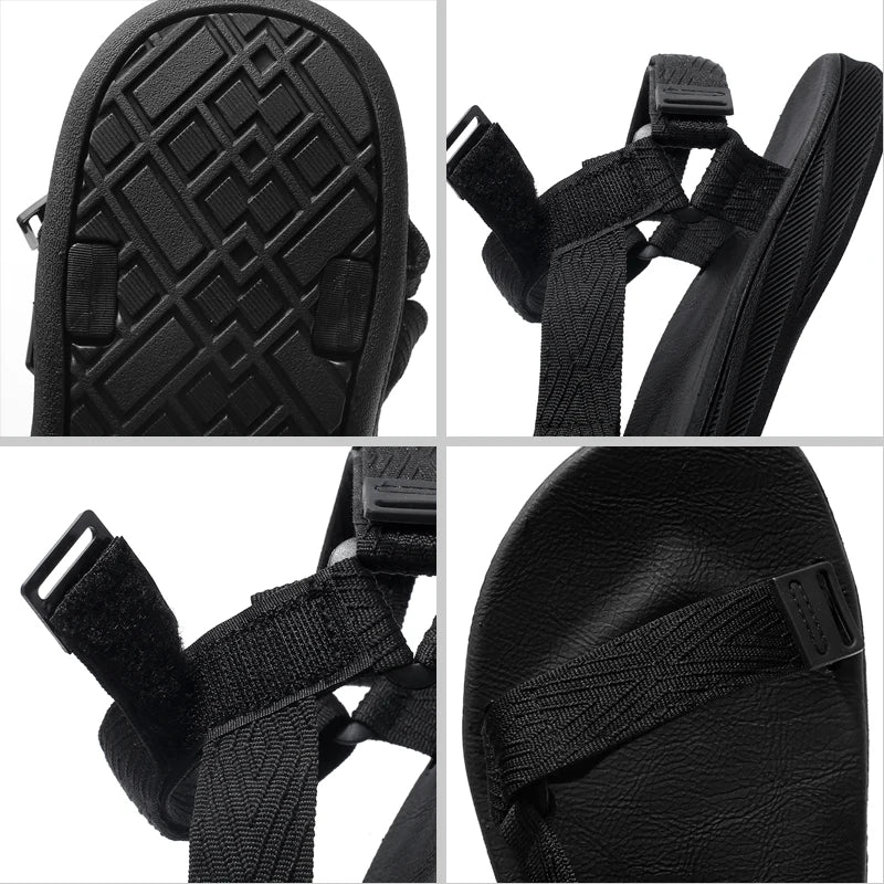 Black Men's Outdoor Casual Arch Support Sandals Anti-Slip Breathable Beach Holiday Sports Sandals for Summer Walking Size 40-45 - Sun Studio
