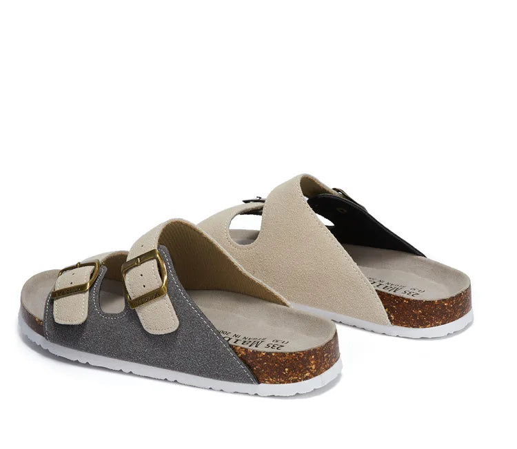 Summer Faux Suede Leather Cork Slippers Flip-flops Women Men Unisex Retro Wear Muller Slippers Fashion Casual Beach Sandals - Sun Studio
