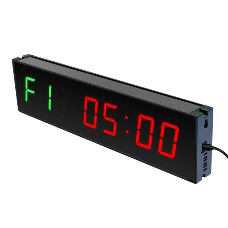 Gym Timer, Interval Clock with Clear LED, Crossfits Timer Countdown/Up Stopwatch, Wall Workout Timer with Remote for Gym - Sun Studio
