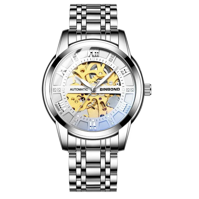 Bindond Mens Automatic Mechanical Watches Top Brand Luxury Stainless Steel Waterproof Hollow Male Wristwatches Relogio Masculino - Sun Studio