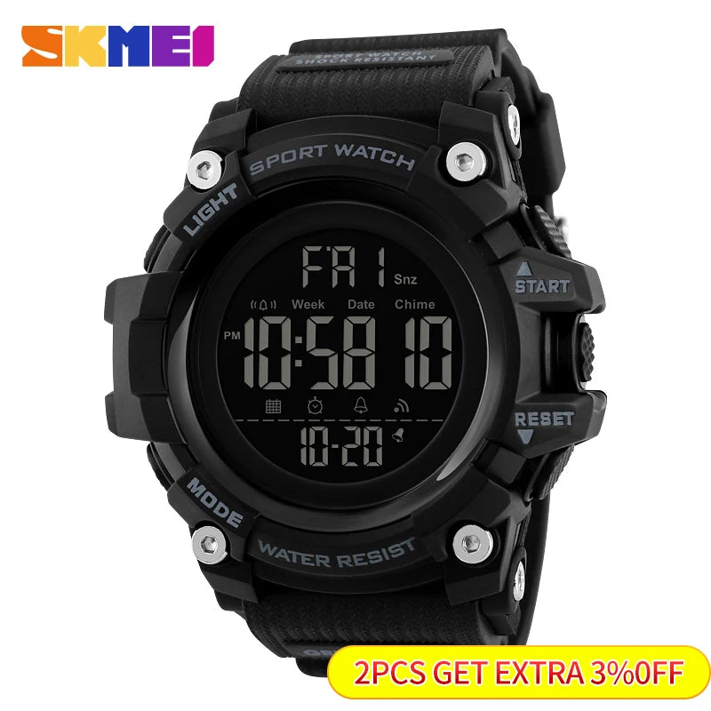 SKMEI Shockproof 2 Time Sport Watch Stopwatch Count Down Mens Digital Watches Waterproof Soft Clock For Male reloj hombre 1384 - Sun Studio
