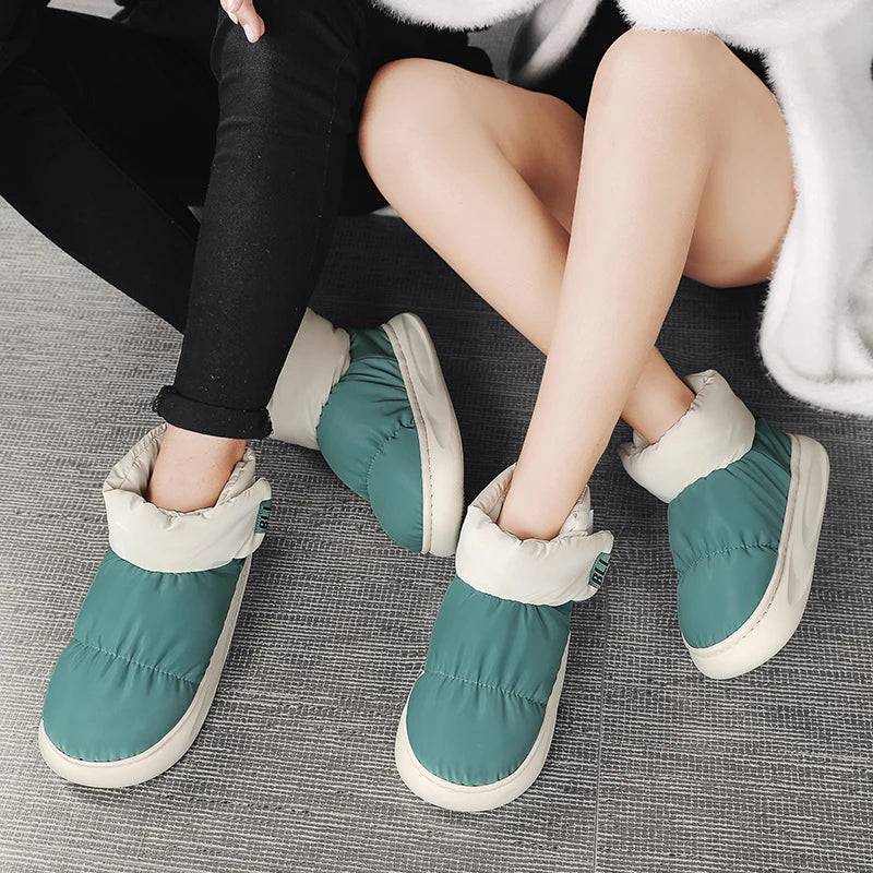 Outdoor Plush Warm Men's Snow Boots Winter Couple Cotton Shoes Down Non-Slip Waterproof Fashion Kids Shoes Slip on Soft Sneakers - Sun Studio