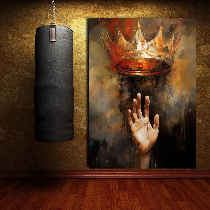 Gym Motivation Muscle Man with Tiger Bodybuilding Fitness Art Poster Canvas Painting Wall Print Picture for Home Gym Decor - Sun Studio