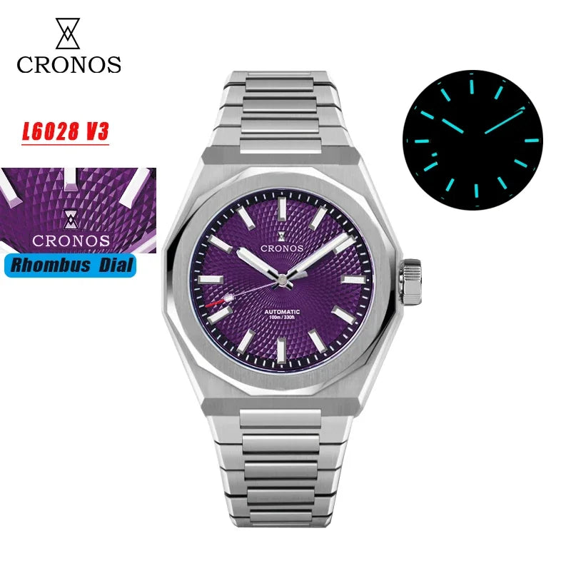 2025 Cronos L6028 New Dial Limited 39mm PT5000 See-through Caseback Men Automatic Wristwatches 10ATM Lumious V3 Watches for Men - Sun Studio