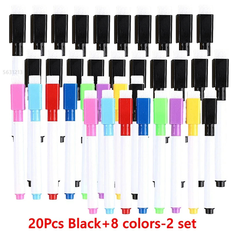 100/5Stk Trocken abwischbare Whiteboard Marker Set, Waschbare Stifte mit Magnetradierer für Büro-Whiteboards & Kunstbedarf