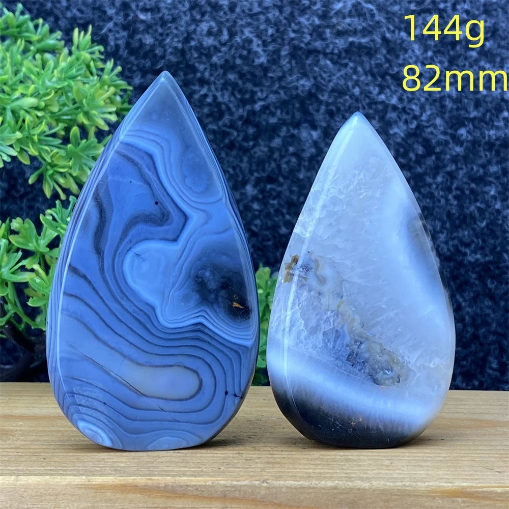 Natural Gemstone Black Onyx Stripes Free Form Torch Reiki Healing Shape Meditation Home Decor Feng Shui Warning Evil - Sun Studio