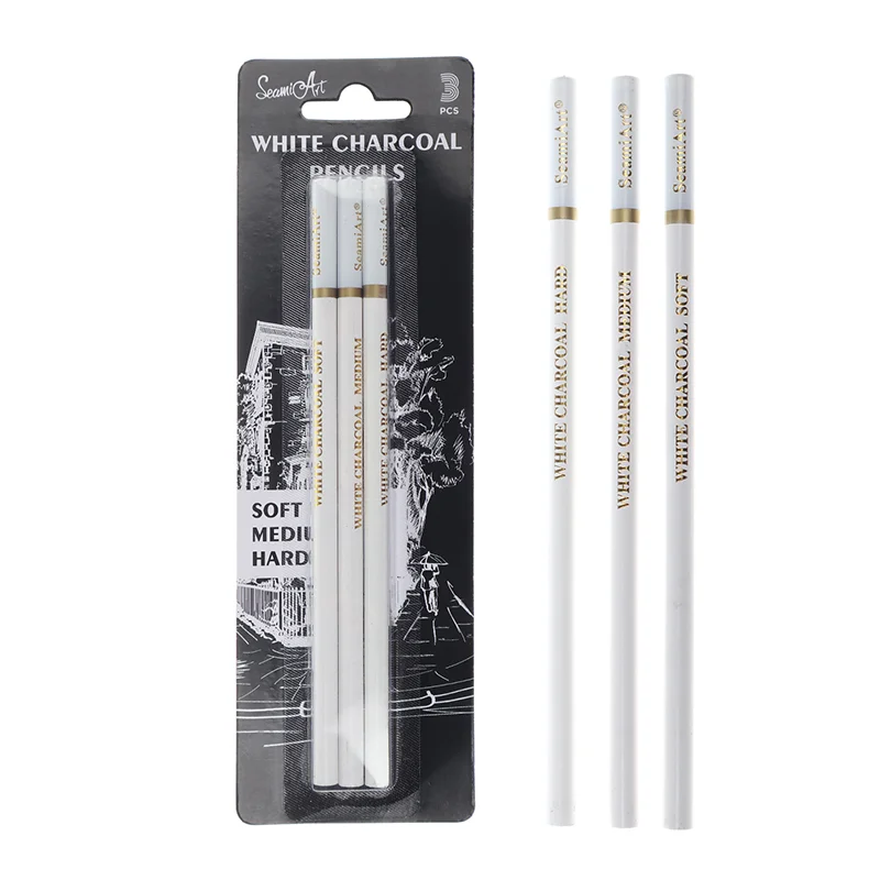 {YY30} 3 Pcs White Sketch Charcoal Pencils For Sketching Painting Drawing - Sun Studio