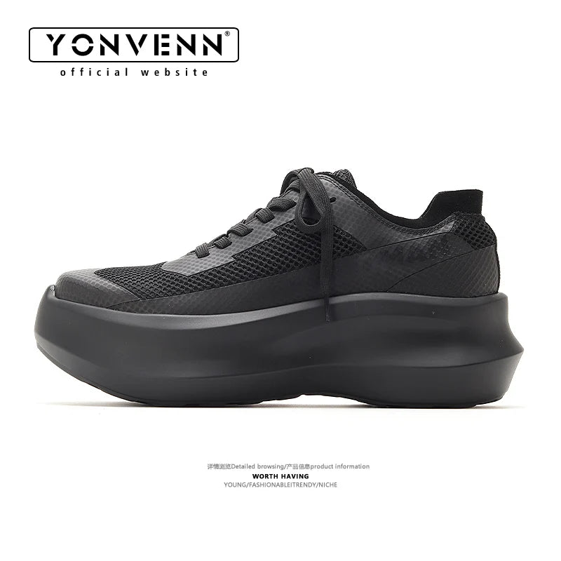 Summer New Mesh Shoes Men's Height 7CM Casual Breathable Dad Shoes Sponge Cake Shoes Thick Bottom Trendy Sports Shoes - Sun Studio