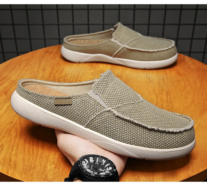 Lässige Slip-On Herren Schuhe Outdoor Wandern Bequeme Canvas Hausschuhe Koreanischer Trend Baotou Halbschuhe Zapatillas Hombre