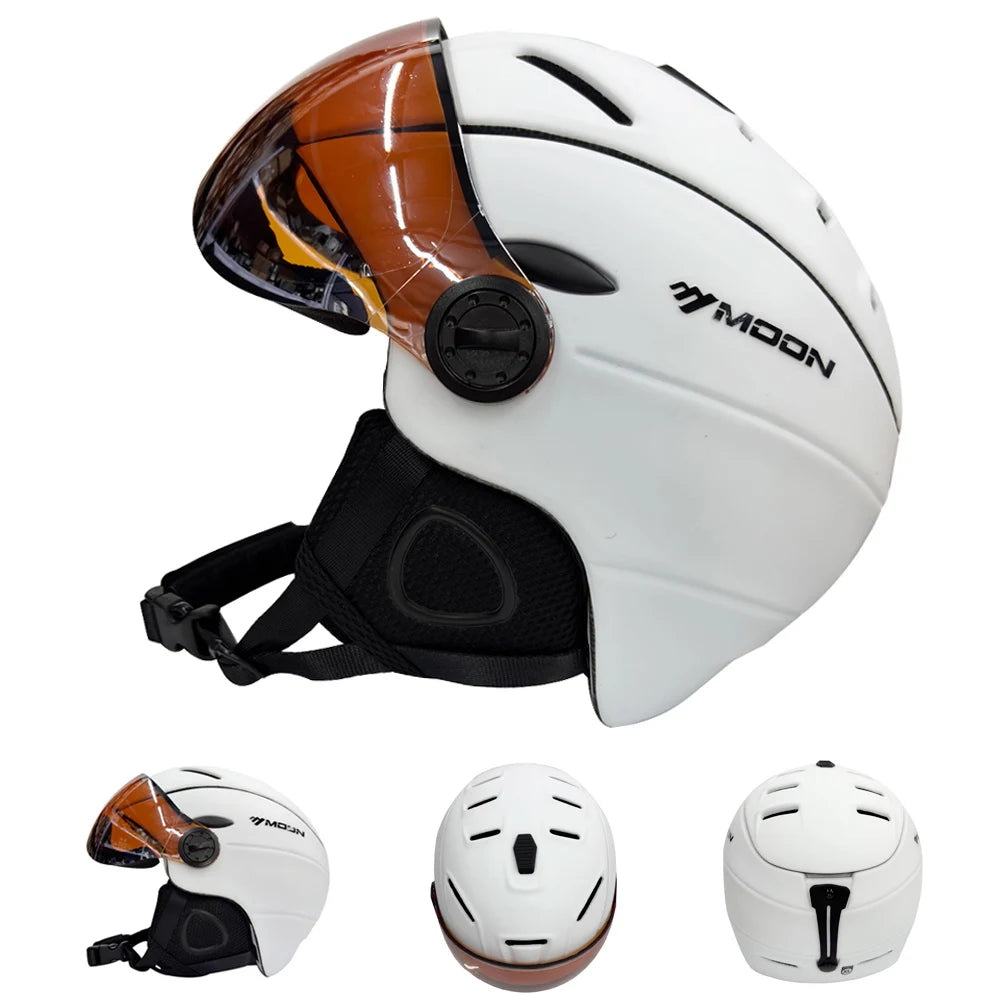 MOON Professional Half-covered Ski Helmet Integrally-molded Sports man women snow Skiing Snowboard Helmets  with Goggles cover - Sun Studio