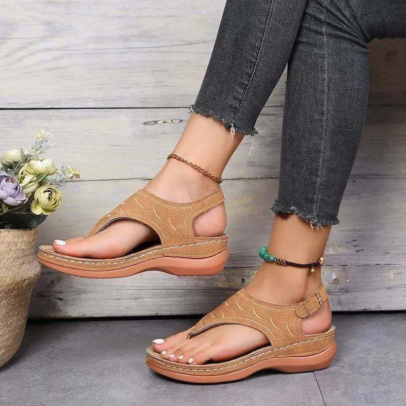 Women Summer Sandals Daily Outdoor Slope Heel Beach Roman Sandals Outdoor Anti-skid Open-toe Sandal for Girls Platform Shoes - Sun Studio