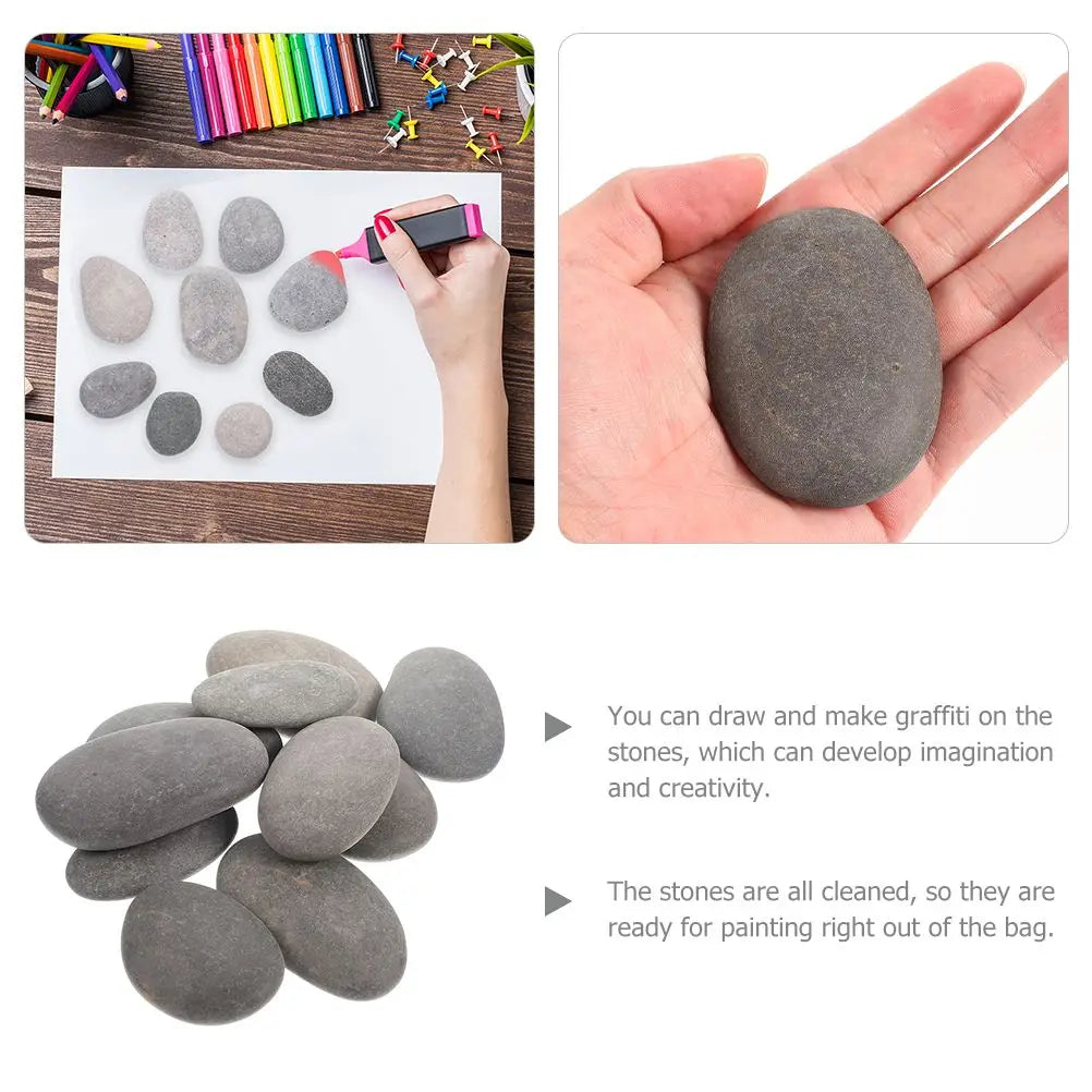 20 Pcs Painting Stone Pebbles For Painted Smooth Crafts Beach Flat Rocks Child Adults Natural - Sun Studio
