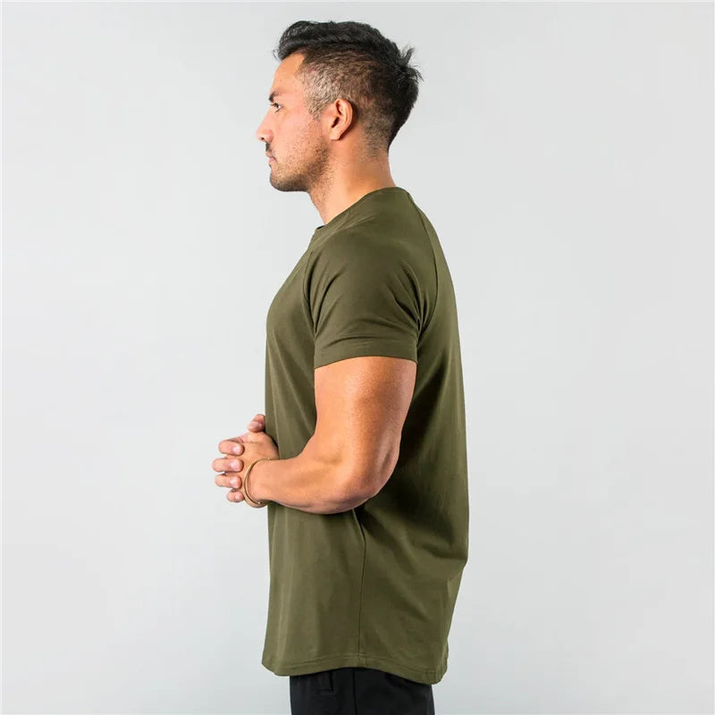 Fitness T-Shirt Men Bodybuilding Short Sleeve Sport Running T-shirt Men Sportswear Workout Shirts Male Men Gym Summer Tops Tee - Sun Studio