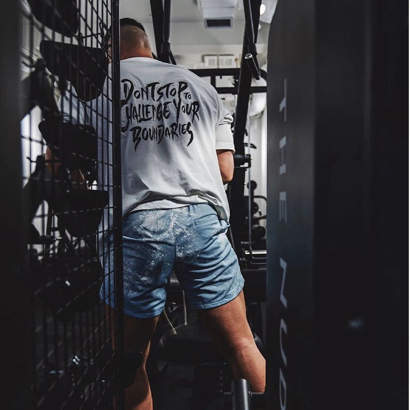 Gym Fitness Shirt Men Running Sport Loose T-shirt Short Sleeve Cotton Tee Tops Summer Male Bodybuilding Training Workout Apparel - Sun Studio