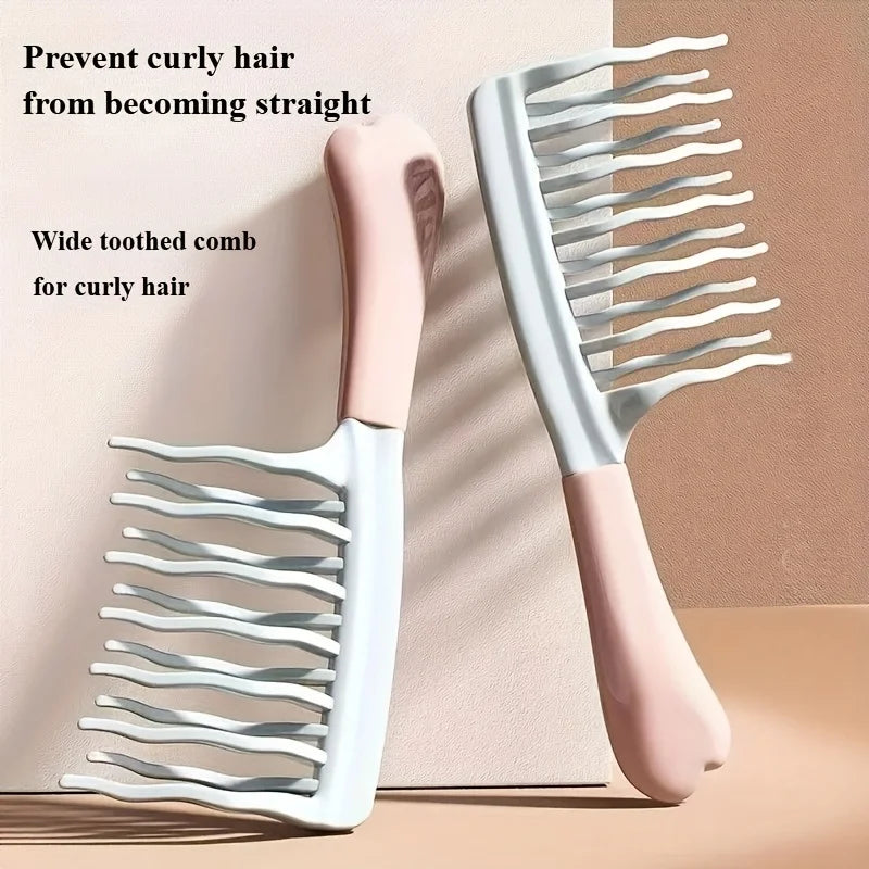1pc Dual Wide-Tooth Hair Combs, Ideal for Long Curls & Voluminous Styles, Curly Hair Management &Home Massage, Elegant Hair Care - Sun Studio