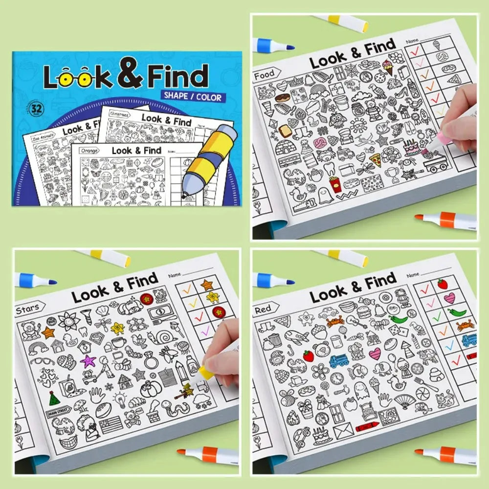 Fun Coloring Book, Children's Search for Items Game, Enhance Visual Perception, Focus and Attention, Handwriting Exercise Book - Sun Studio