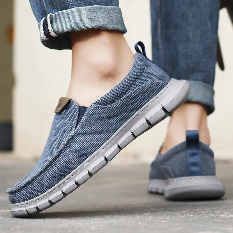New Men Canvas Shoes Fashion Men's Casual Shoes Light Non-slip Loafer Washed Denim Flat shoes Outdoor Sneakers Vulcanized Shoes - Sun Studio